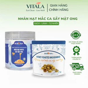 Nhân Hạt Mắc Ca Sấy Mật Ong Túi250g/Hũ200g Vitala F&B Nguyên Hạt Mắc Ca Đăk Lăk Loại 1 Tiện Lợi Ăn Liền