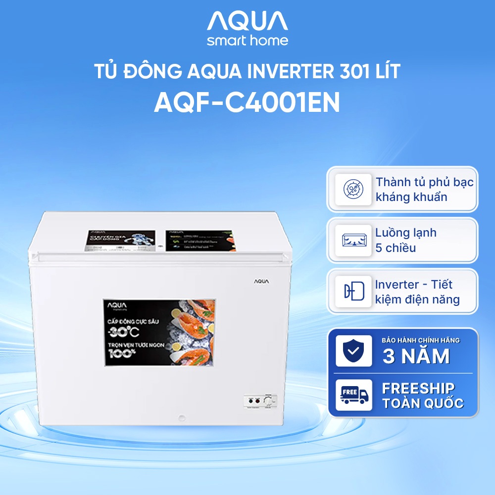 Tủ đông Aqua Inverter 301 lít AQF-C4001EN - Freeship toàn quốc