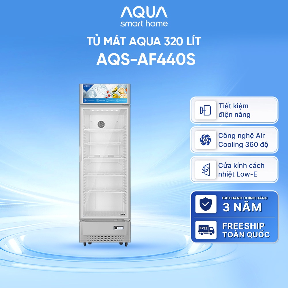 Tủ mát Aqua 320 lít AQS-AF440S - Hàng chính hãng - Bảo hành 3 năm
