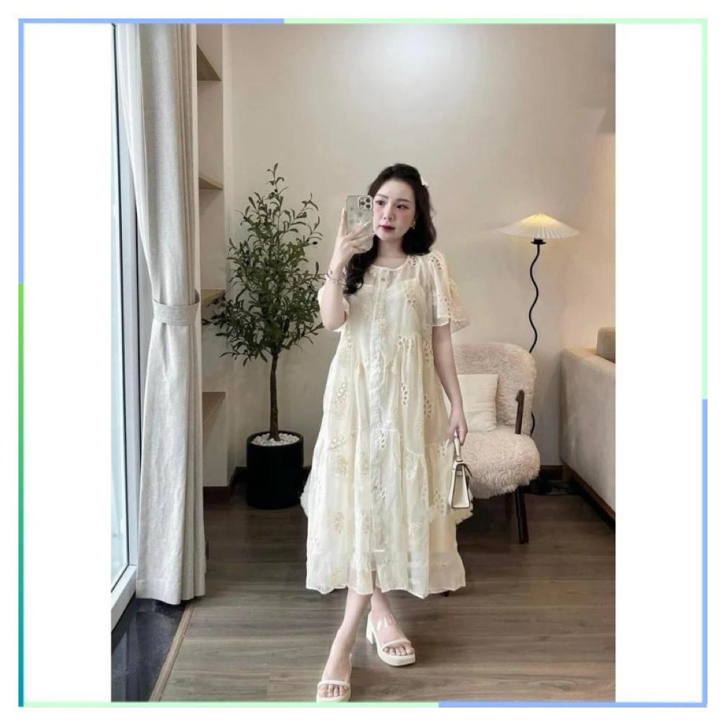 Đầm Suông, Váy Bầu Babydoll Dáng Suông Thiết Kế 2 Lớp Chất Vải Mát Mat
