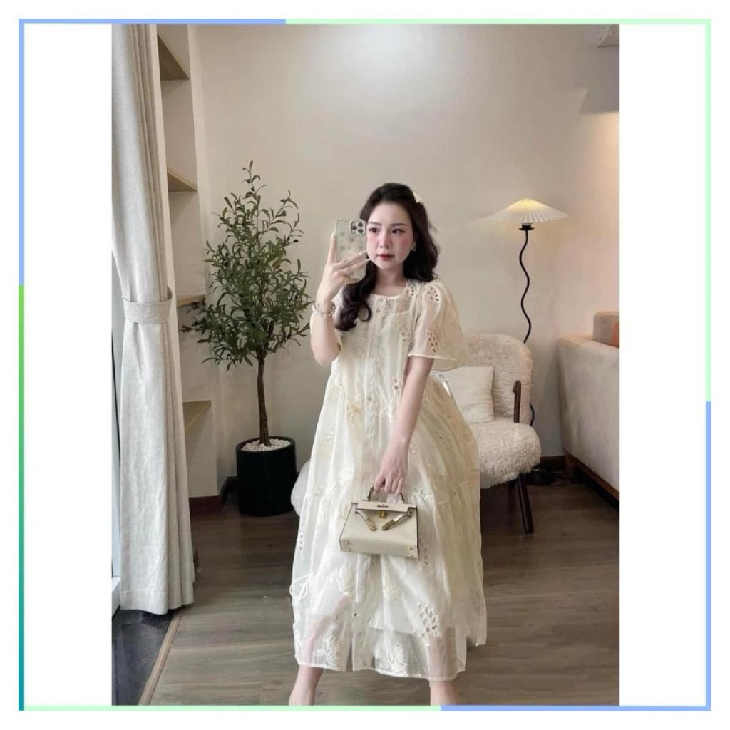 Đầm Suông, Váy Bầu Babydoll Dáng Suông Thiết Kế 2 Lớp Chất Vải Mát Mat