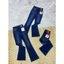 Quần jeans Nữ Lưng Cao 3 Nút Phối tag Ống Loe Dài Co Giãn Thời Trang