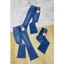 Quần jeans Nữ Lưng Cao 3 Nút Phối tag Ống Loe Dài Co Giãn Thời Trang