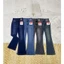 Quần jeans Nữ Lưng Cao 3 Nút Phối tag Ống Loe Dài Co Giãn Thời Trang