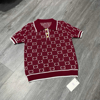 LT - Áo len cổ bẻ dệt kim cộc tay hoạ tiết free size khuy vàng