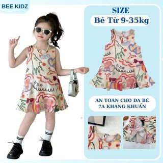 Váy Cho Bé Gái, Váy Sát Nách Cho Bé Gái Họa Tiết Dễ Thương Chất Liệu Cotton Thoáng Mát
