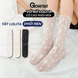 Vớ ren cổ cao nữ GOMTAT, chất liệu sợi poly mềm mịn, hút ẩm thoáng khí, khử mùi êm chân - SUX-2502