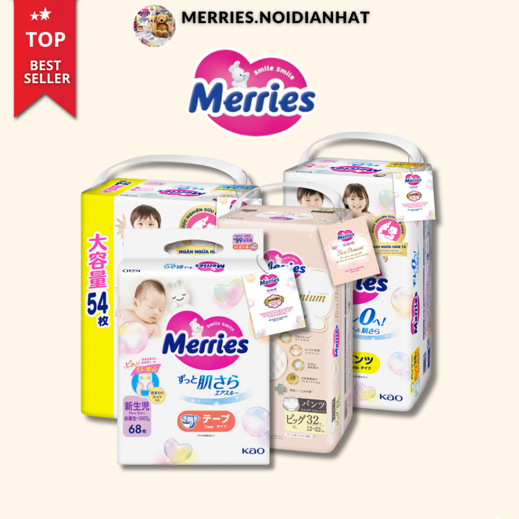 [MỚI] Tã Dán Quần Merries/Premium cao cấp NB/S/M/L/XL | Shopee Việt Nam