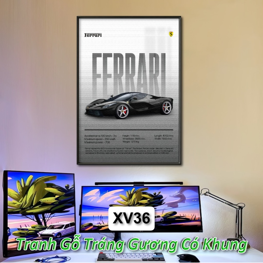 CAR POSTERS Tranh Siêu Xe Treo Tường Khung Composite Decor Tường, Trang Trí Nhà Cửa