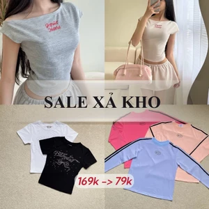 SET BABY TEE LỆCH VAI WAFFLE THÊU GIRL FRIEND FFCLUB MIX 2