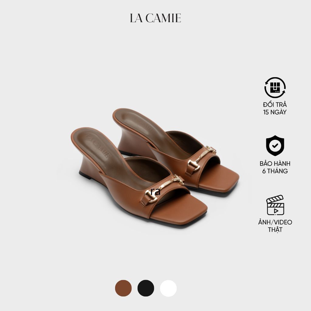 Dép cao gót mule chất liệu da Microfiber với thiết kế cao cấp sang trong thương hiệu La Camie DB5B0141