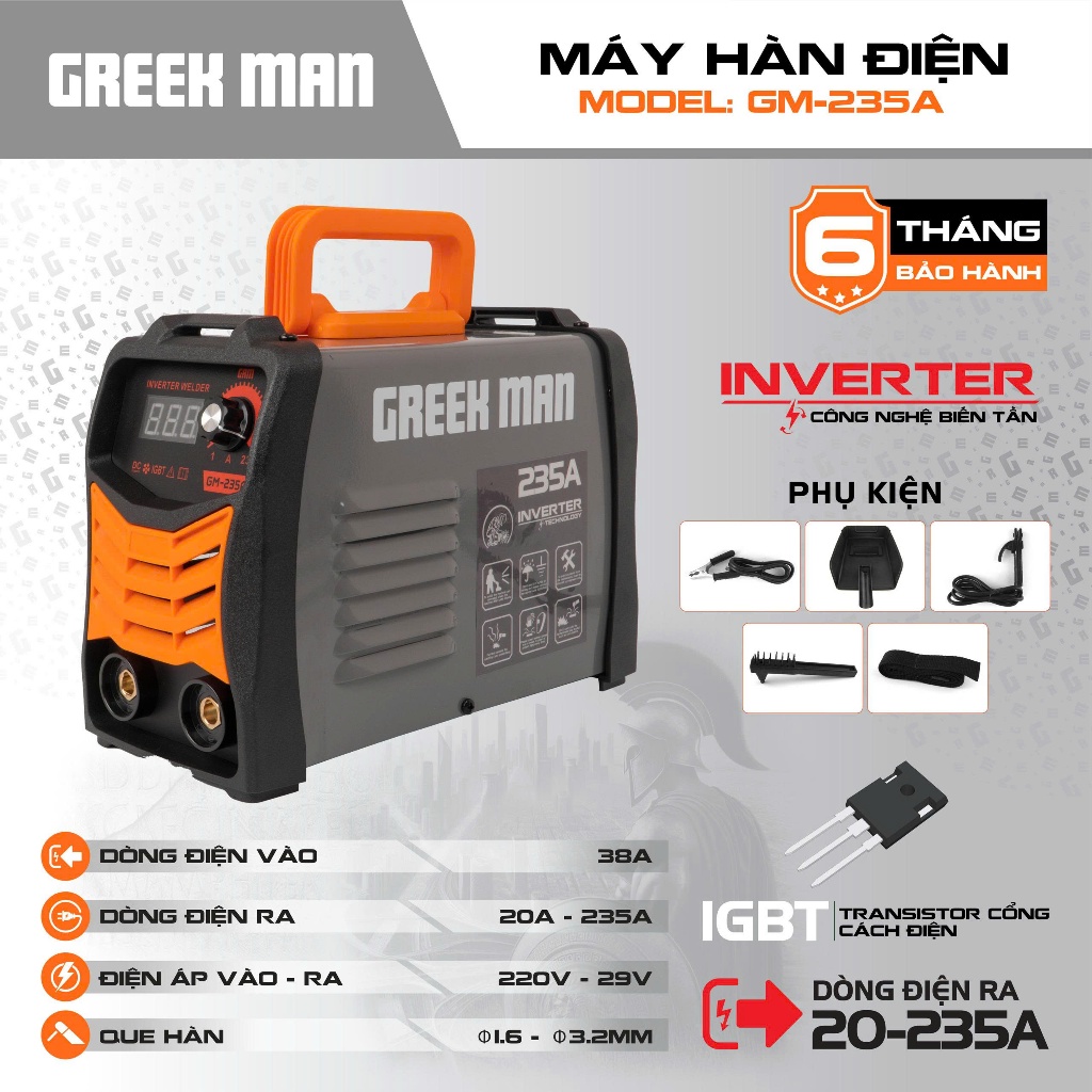 Máy Hàn Điện Tử MULINSEN ARC-250TP | Dòng điện ra 250A, Que hàn:Ø 1.6–3.2| Kèm Đầy Đủ Phụ Kiện, Phù Hợp Hàn Công Trình