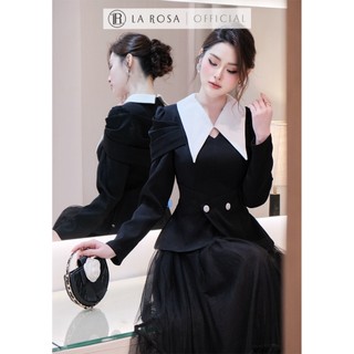 Set Đồ Nữ Sang Trọng, Thanh Lịch LAROSA Áo Sơ Mi Peplum Dài Tay Phối Chân Váy Dài Mặc Dự Tiệc, Công Sở,...A1054+CV1039