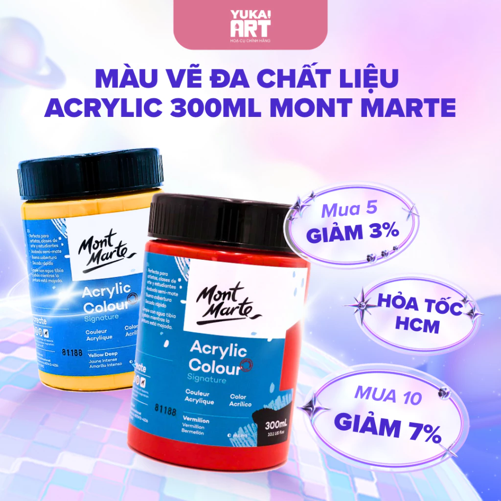 [Hỏa tốc HCM] Màu Acrylic Mont Marte Signature 300ml vẽ giày, áo,vẽ vải, tường, gốm sứ mọi chất liệu