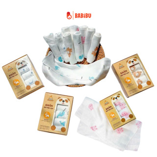 Hộp 5, 6 khăn sữa sợi tre Emma kids, Manny kích thước 30x30cm