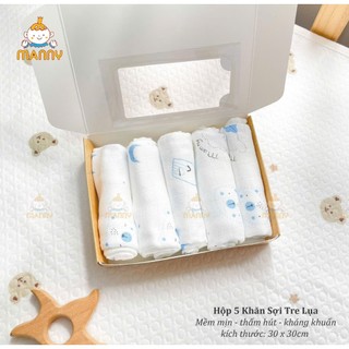 Hộp 5, 6 khăn sữa sợi tre Emma kids, Manny kích thước 30x30cm
