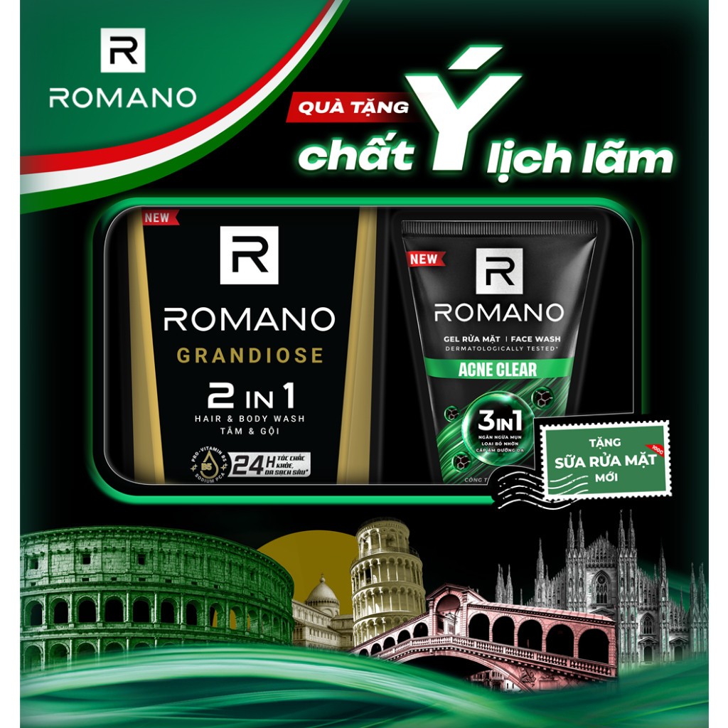 [SVIP] Tắm gội cho nam Romano 2in1 hương Nước hoa / Gen Z 650g / 610g / 812g / 900g chai