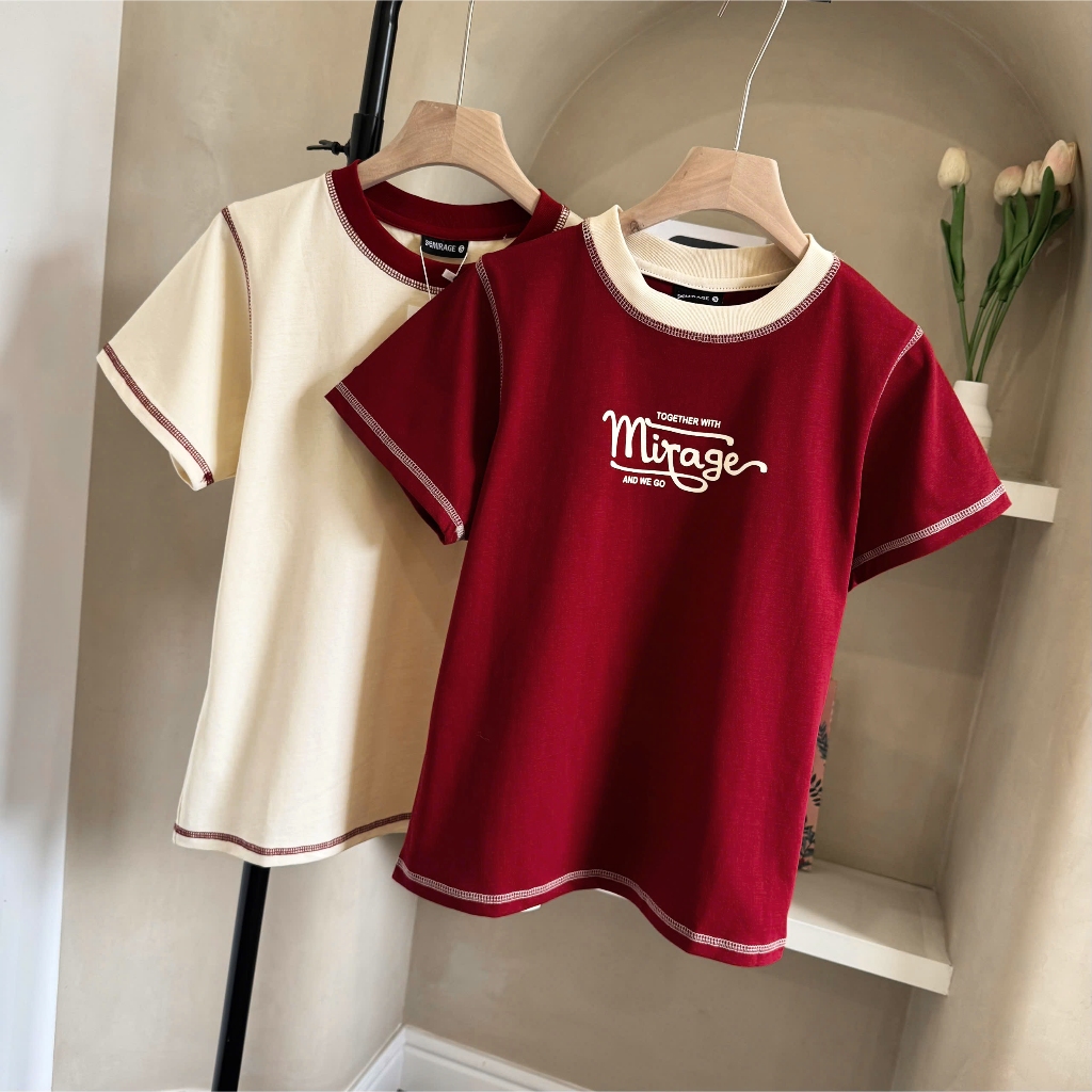 Áo Thun Viền Chữ Ngực Độc Đáo, Chất Cotton Mềm Mịn, Có Kèm Hình Thật.