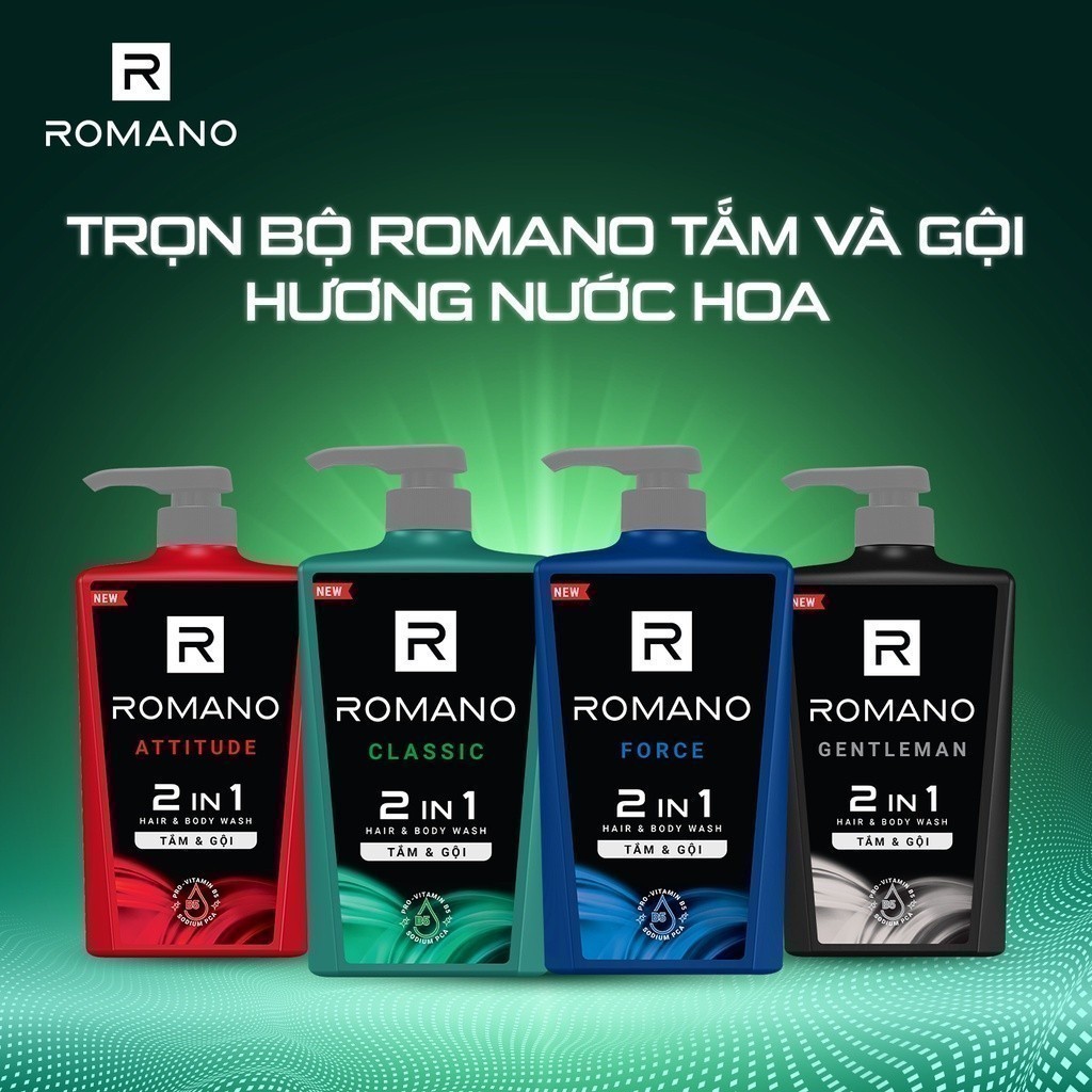 [SVIP] Tắm gội cho nam Romano 2in1 hương Nước hoa / Gen Z 650g / 610g / 812g / 900g chai