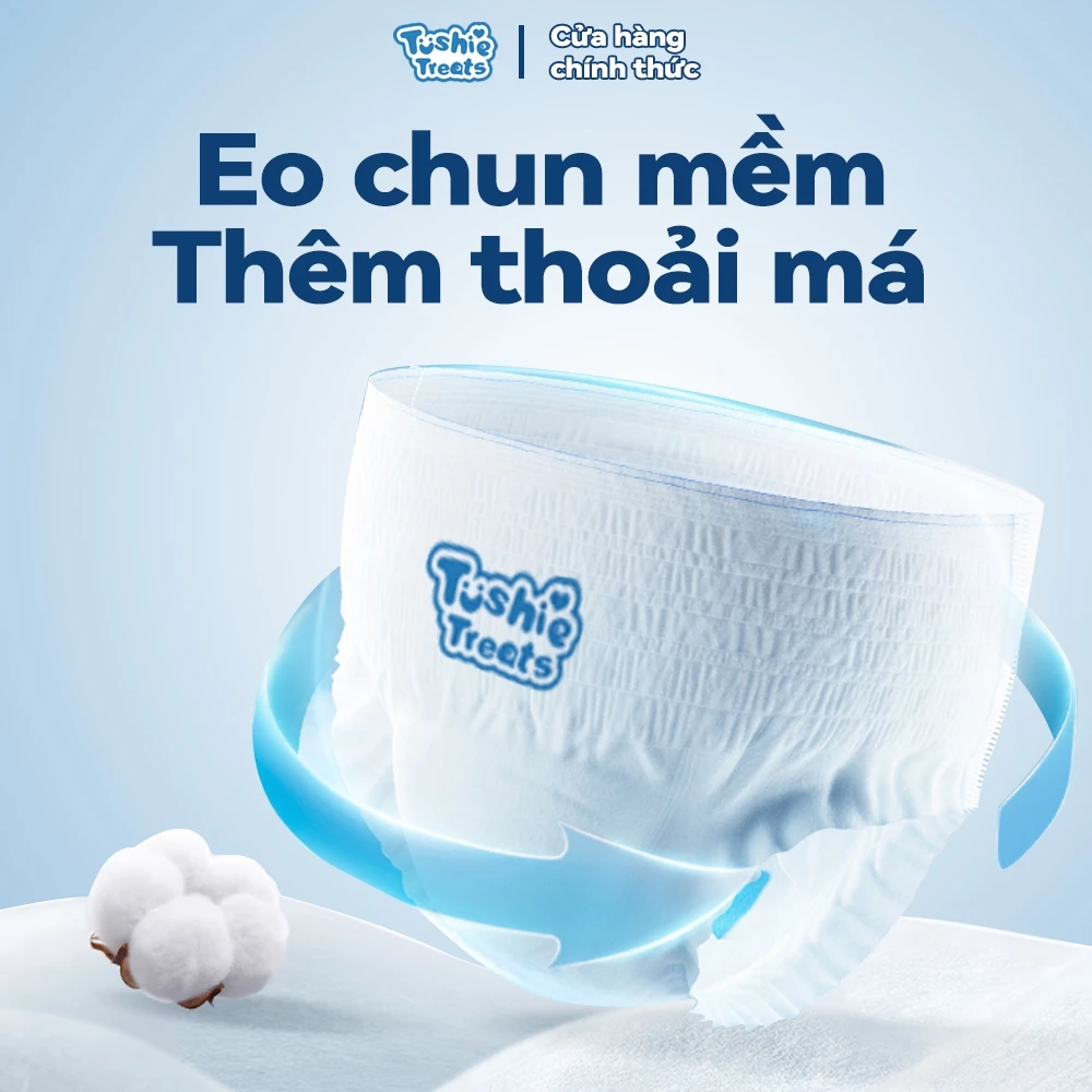 【50Miếng】TÃ BỈM QUẦN Tushie Treats bỉm em bé Công nghệ Nhật bản ôm sát thấm 700ml hút thông thoáng NB S M L XL XXL XXXL