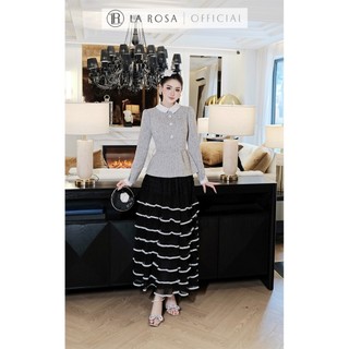 Set Váy Tiểu Thư LAROSA Áo Dạ Xám Tiêu Kèm Đai Phối Chân Váy Xếp Ly Tầng Tôn Dáng S1060