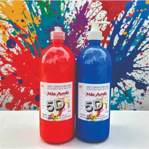Màu Acrylic 5D Pha Sẵn Chai 1000ml Kèm Vòi Nhấn/Nắp Bật Tô Tượng Vẽ Tranh HUNGACOLOR