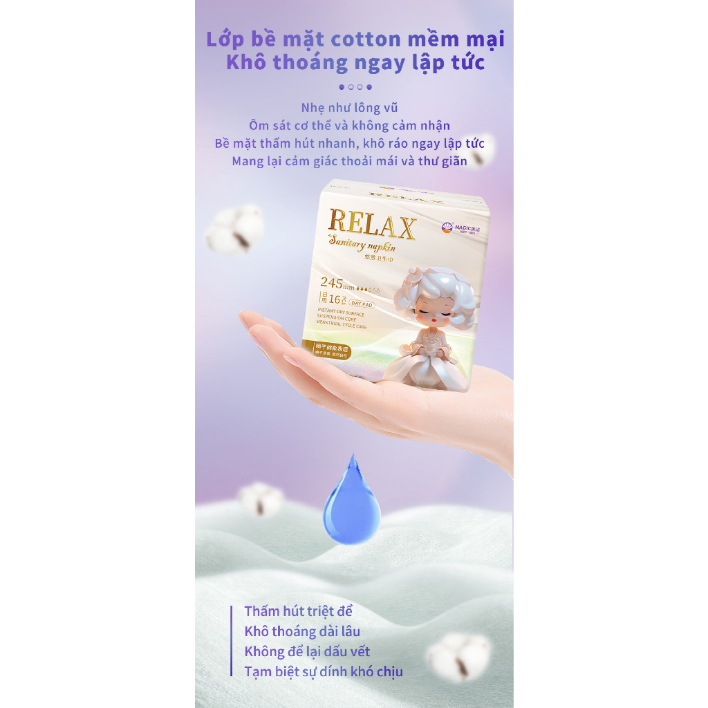 Băng Vệ Sinh Relax, Băng Vệ Sinh Hằng Ngày Siêu Mỏng Khô Thoáng Chống Rò Rỉ AMIZIN