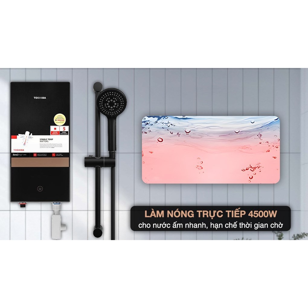 [Shopee Lắp đặt 0Đ HCM/HN] Máy Nước Nóng Trực Tiếp Toshiba TWH-45EMC1PVN(K)-KB - Bơm DC - Bảo hành chính hãng 24 tháng