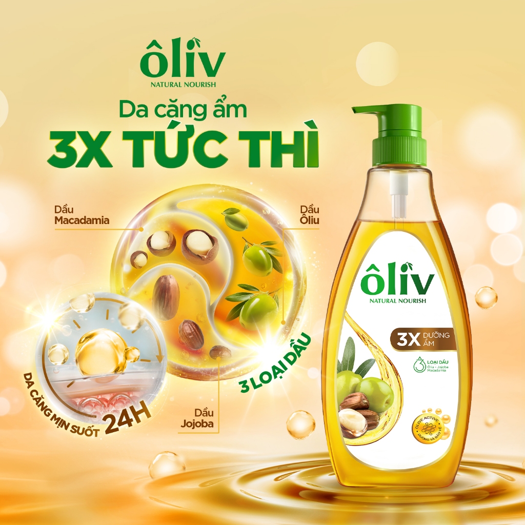 [SVIP] Dầu Tắm ÔLIV 3X Dưỡng Ẩm/Dưỡng Sáng Da/Dành Cho Làn Da Nhạy Cảm 250ML/650ML/1L