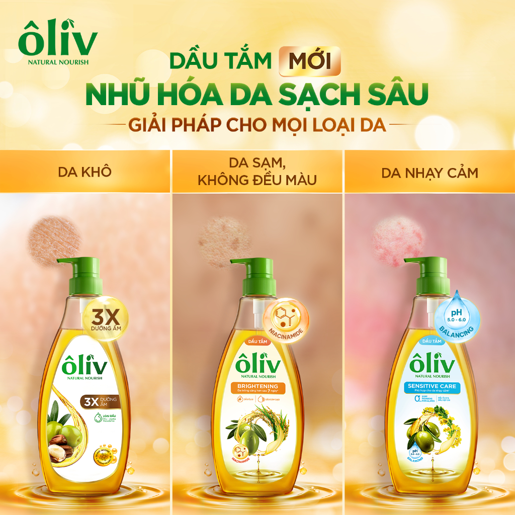 [SVIP] Dầu Tắm ÔLIV 3X Dưỡng Ẩm/Dưỡng Sáng Da/Dành Cho Làn Da Nhạy Cảm 250ML/650ML/1L