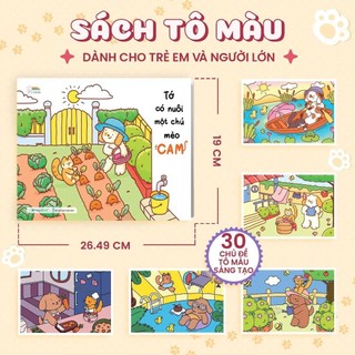 Sách Tô Màu- Tớ Có Nuôi Một Chú Mèo Cam 30 Chủ Đề Phong Phú Dành Cho Cả Nguời Lớn Và Trẻ Em (Mẫu Mới)
