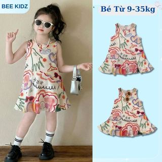 Váy Cho Bé Gái, BST Váy Sát Nách Bé Gái Phong Cách Tiểu Thư Mặc Thường Ngày Chất Liệu Cotton