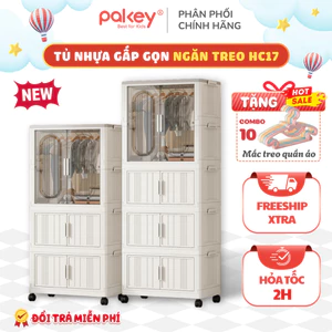 Tủ Nhựa Gấp Gọn Có Ngăn Treo Kính Trong Hiện Đại, Tủ Đựng Đồ Đa Năng Có Kèm Bánh Xe Di Chuyển Tiện Lợi