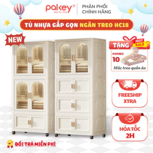 Tủ Nhựa Gấp Gọn Kính Trong Có Ngăn Treo, Tủ Nhựa Đa Năng Có Bánh Xe Di Chuyển Tiện Lợi Nhiều Tầng Dễ Lắp Đặt
