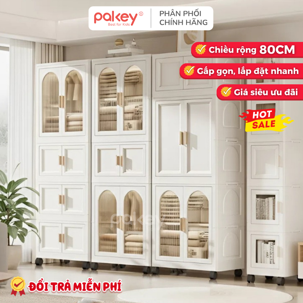 [MỚI] Tủ Nhựa Gấp Gọn Kính Trong Có Ngăn Treo, Tủ Nhựa Đa Năng Có Bánh Xe Di Chuyển Tiện Lợi Nhiều Tầng Dễ Lắp Đặt