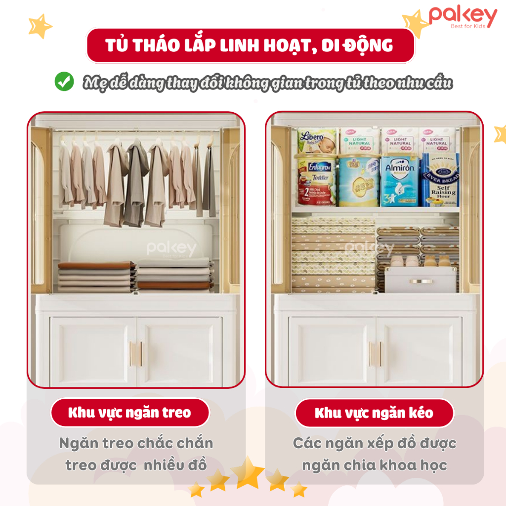 [MỚI] Tủ Nhựa Gấp Gọn Kính Trong Có Ngăn Treo, Tủ Nhựa Đa Năng Có Bánh Xe Di Chuyển Tiện Lợi Nhiều Tầng Dễ Lắp Đặt