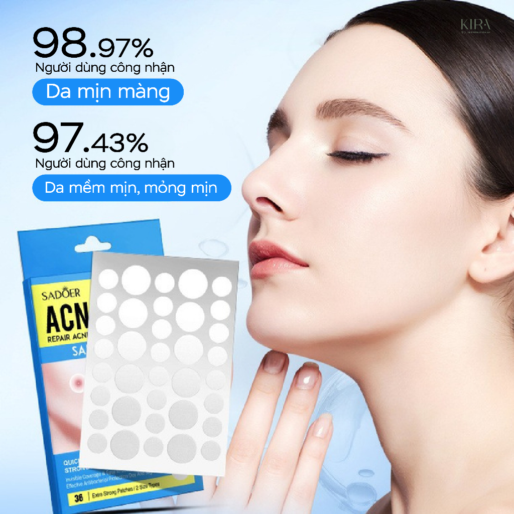 Miếng dán mụn kiêm che phủ khuyết điểm SADOER giúp che mụn tự nhiên và thẩm mỹ.
