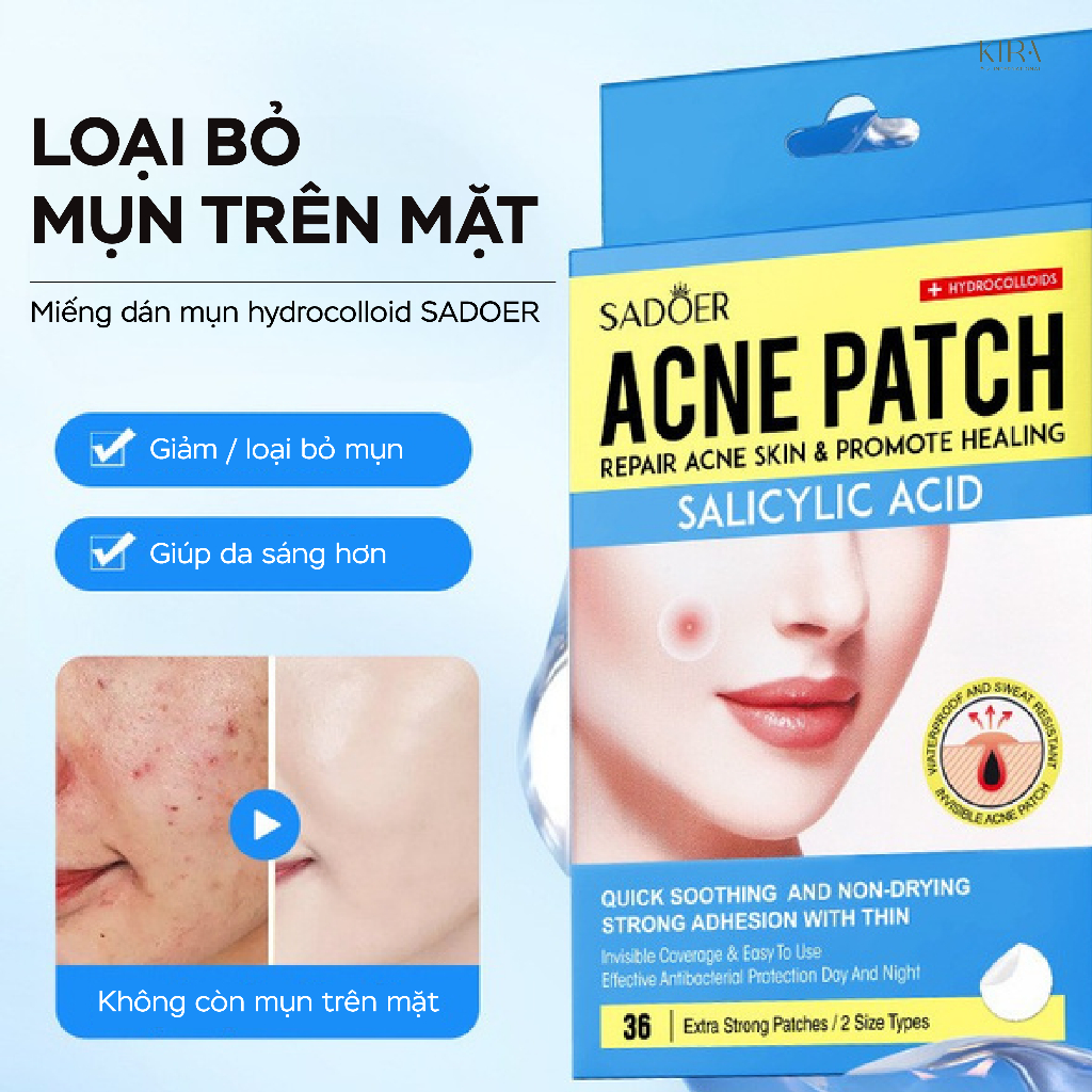 Miếng dán mụn kiêm che phủ khuyết điểm SADOER giúp che mụn tự nhiên và thẩm mỹ.