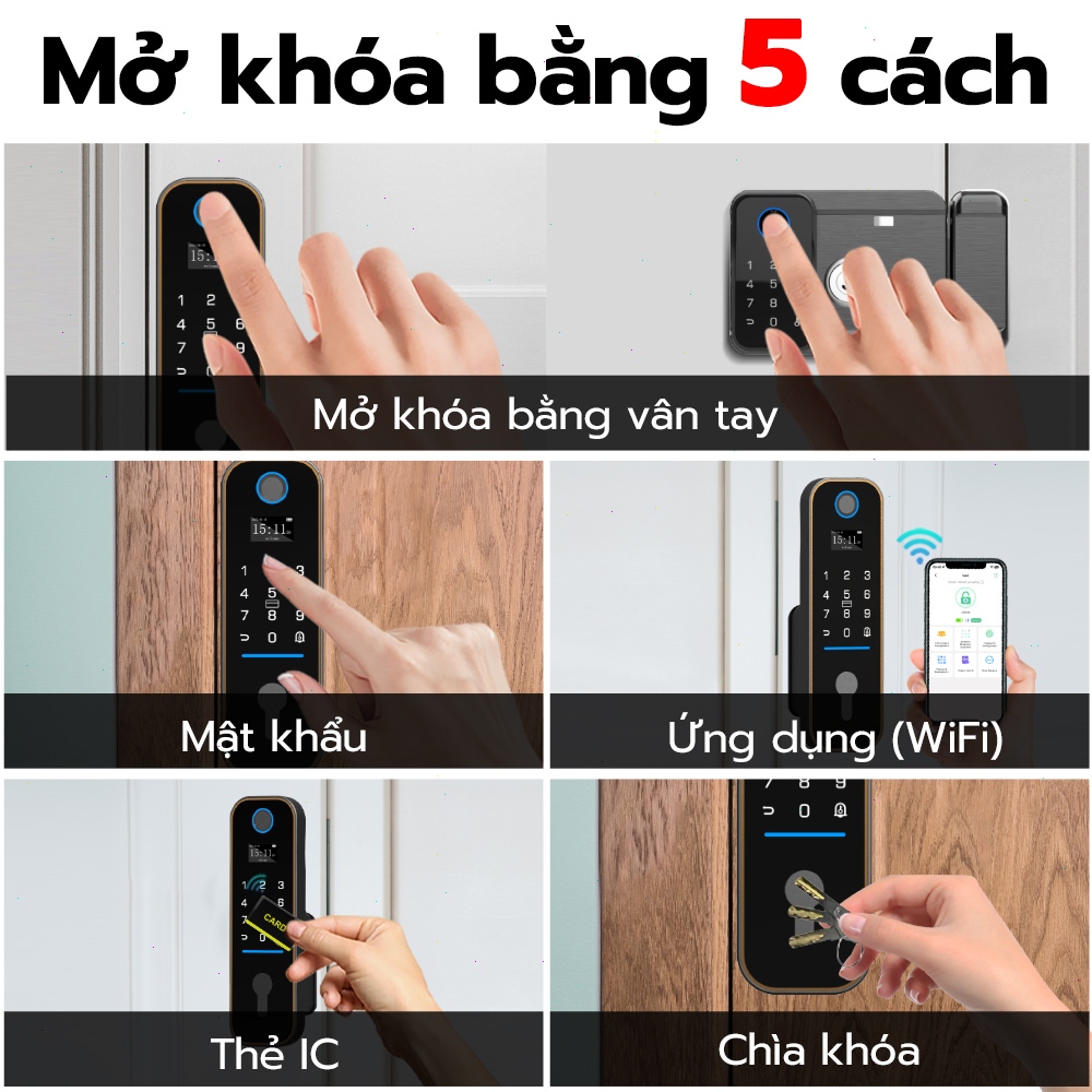Khóa cửa vân tay hai mặt thông minh, ứng dụng esmartlock, hỗ trợ kết nối WiFi và có vỏ chống nước for grill door lock
