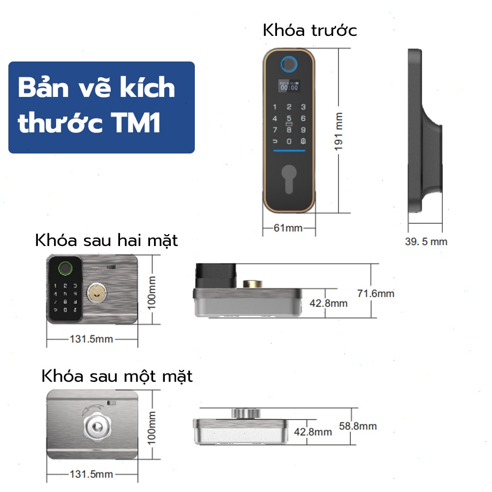 Khóa cửa vân tay hai mặt thông minh, ứng dụng esmartlock, hỗ trợ kết nối WiFi và có vỏ chống nước for grill door lock