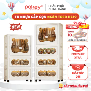 Tủ Nhựa Gấp Gọn Đa Năng Nhiều TẦNG, Tủ Nhựa Đa Năng Có Ngăn Treo Triện Lợi, Bánh Xe Xoay 360 Độ Linh Hoạt - HC19