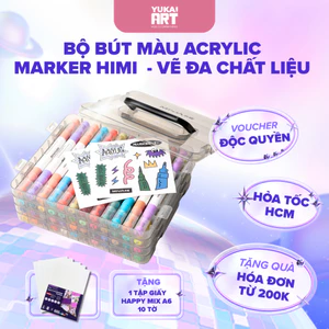Bộ Bút Màu Acrylic Marker Himi Cao Cấp - Vẽ Đa Chất Liệu - Ngòi 2 Đầu Và 1 Đầu