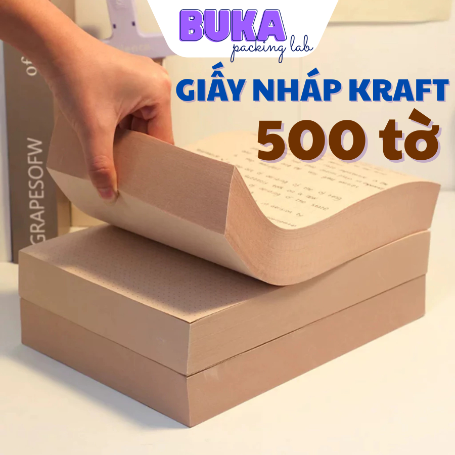 Tập 500 tờ nháp kraft màu nâu vintage ghi chép dành cho học sinh ghi ...