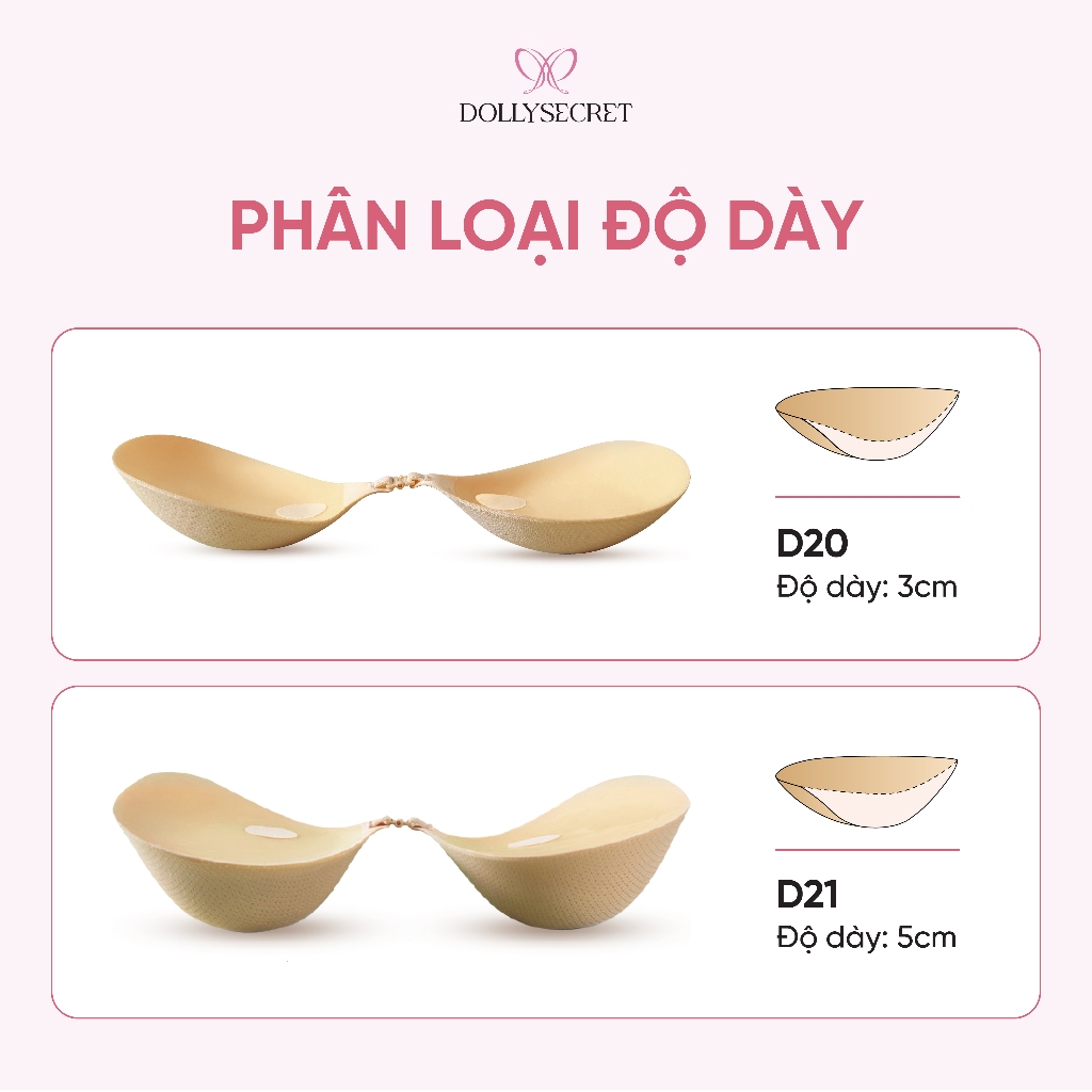 Áo Dán Ngực Siêu Dính Tạo Khe DOLLY SECRET Chống Tụt Hydrogel Lô Hội Tái Sử Dụng Nhiều Lần