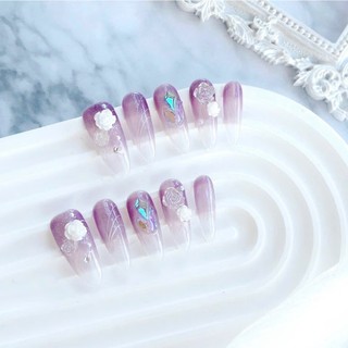 NANTY Nailbox thiết kế màu tím móng dài đính đá M229