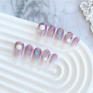 NANTY Nailbox thiết kế màu tím móng dài đính đá M229