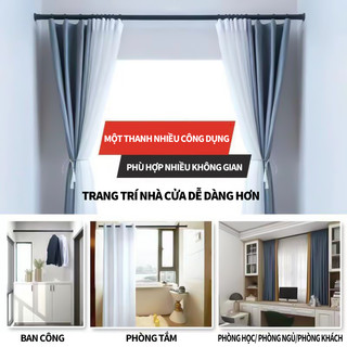 ZiinLife Thanh Treo Rèm Inox 304 Không Cần Khoan - Co Giãn Thông Minh, Điều Chỉnh Linh Hoạt Cho Nhà Tắm & Bếp