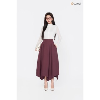 Chân Váy 𝐂𝐂𝐇𝐀𝐓 Dáng Xòe Ivyvu Cạp Trước Kiểu Lệch Trái Chất Liệu Tuytsi Cao Cấp 25CDS2019XT