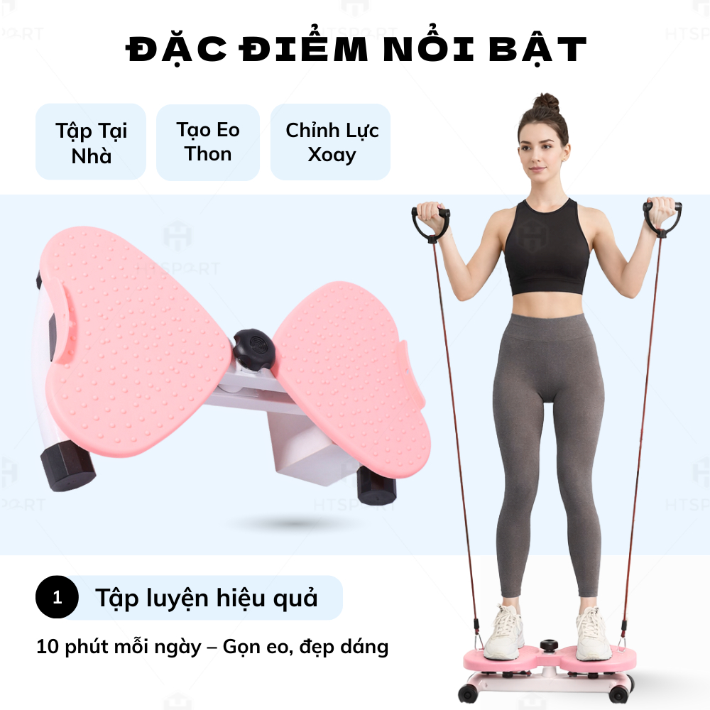 Bàn Xoay Eo Bụng Dạng Đứng 3 Trong 1 Kèm Theo Dây Kháng Lực,Có Hạt Massage Chân, Tập Thể Dục Tại Nhà