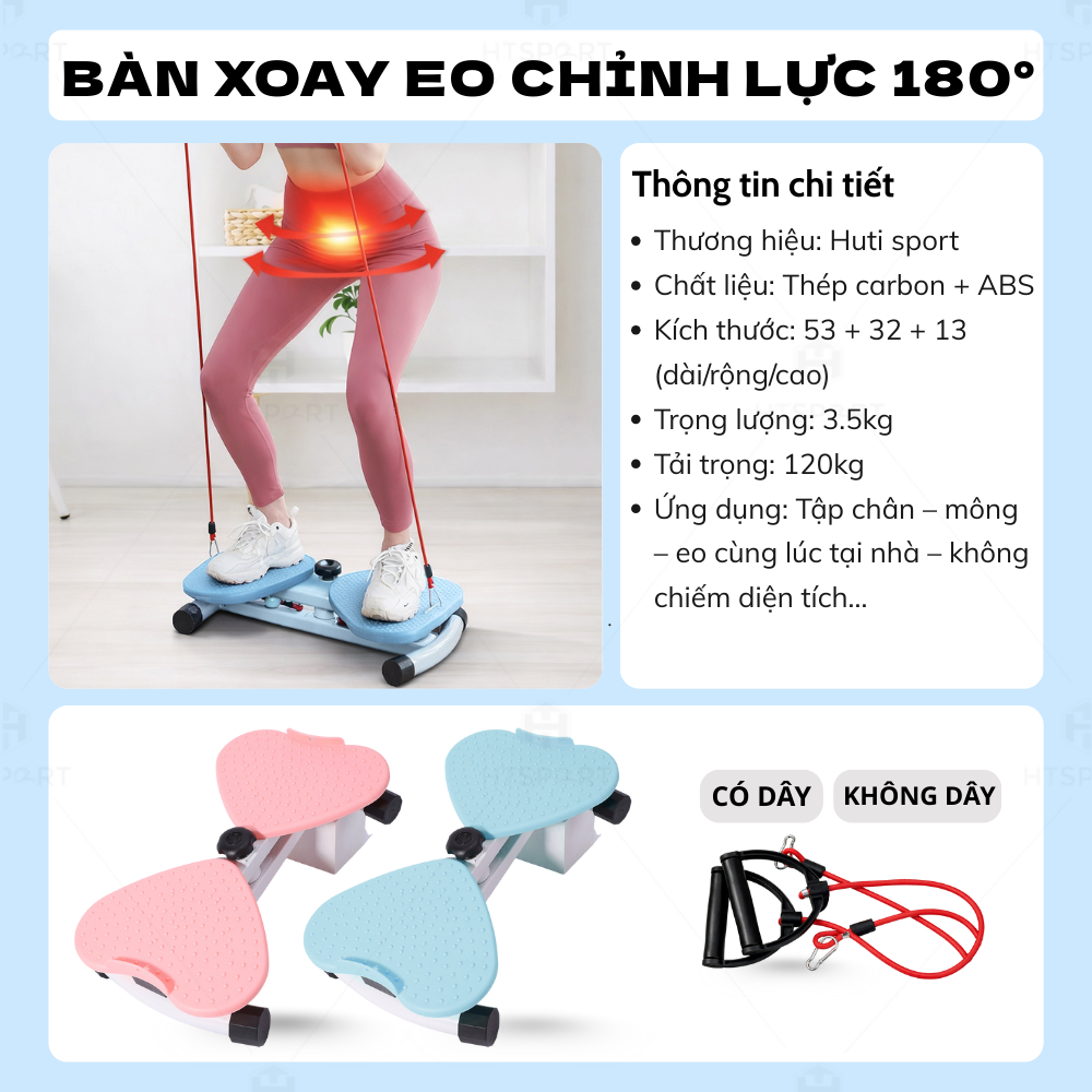 Bàn Xoay Eo Bụng Dạng Đứng 3 Trong 1 Kèm Theo Dây Kháng Lực,Có Hạt Massage Chân, Tập Thể Dục Tại Nhà